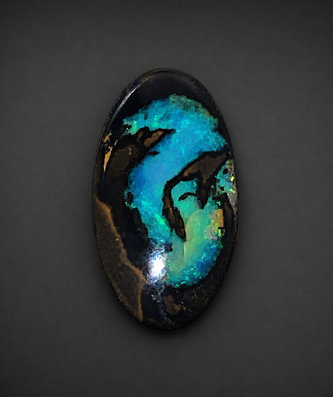 Blue Dragon boulder opal picture stone before setting