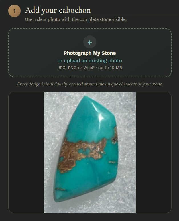 StoneVision screen for adding a cabochon photo